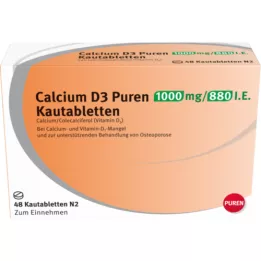 CALCIUM D3 Puren 1000 mg/880 IU çiğneme tableti, 48 adet