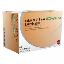 CALCIUM D3 Puren 1000 mg/880 I.E. çiğnenebilir tabletler, 90 adet