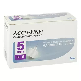 ACCU FINE 5 mm 31 G insülin kalemleri için steril iğneler, 100 adet