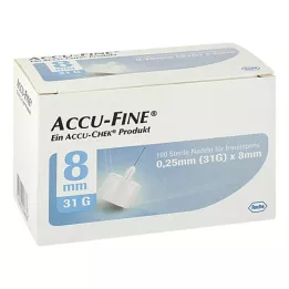 ACCU FINE 8 mm 31 G insülin kalemleri için steril iğneler, 100 adet