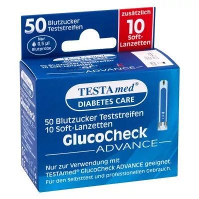 TESTAMED GlucoCheck Advance 10 lanset içeren 50 test şeridi, 1 paket TESTAMED GlucoCheck Advance 10 lanset içeren 50 test şeridi, 1 paket