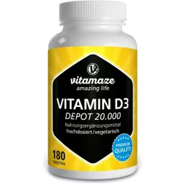 VITAMIN D3 20.000 IU Depo yüksek doz tabletler, 180 adet