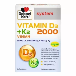 DOPPELHERZ Vitamin D3 2000+K2 sistem tabletleri, 60 adet