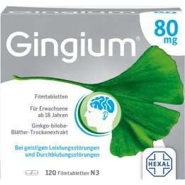 GINGIUM 80 mg film kaplı tabletler, 120 adet