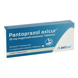 PANTOPRAZOL axicur 20 mg mide-dirençli tabletler, 14 adet