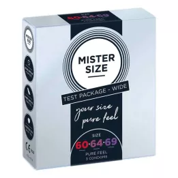 MISTER Boyut Deneme Paketi 60-64-69 Prezervatif, 3 adet