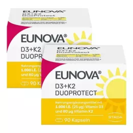 EUNOVA DuoProtect D3+K2 1.000 IU/80 μg kapsül kombinasyonu, 2x90 adet
