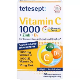 TETESEPT C Vitamini 1.000+Çinko+D3 1.000 I.E. tablet, 30 adet