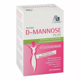 D-MANNOSE PLUS 2000 mg vitamin ve mineral içeren tabletler, 120 adet