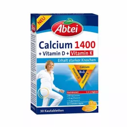 ABTEI Kalsiyum 1400+Vitamin D3+K Çiğnenebilir Tabletler, 30 adet