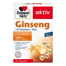 DOPPELHERZ Ginseng 250 + B vitaminleri + çinko kapsülleri, 30 adet