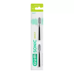 GUM SONIC DAILY Yedek fırça başlıkları siyah, 2 parça