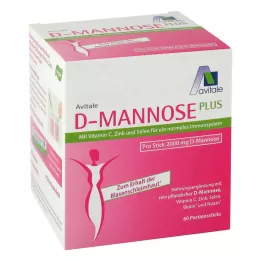 D-MANNOSE PLUS 2000 mg Vitamin ve mineral içeren çubuklar, 60X2,47 g