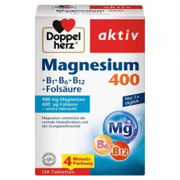 DOPPELHERZ Magnezyum 400+B1+B6+B12+Folik Asit Tabletleri, 120 adet