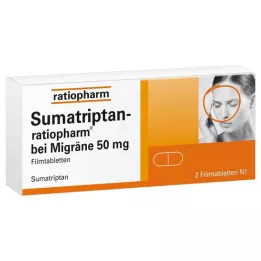 SUMATRIPTAN-migren için ratiopharm 50 mg film kaplı tablet, 2 adet