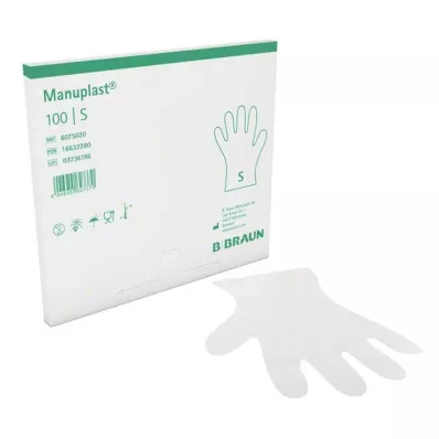 MANUPLAST Tek kullanımlık eldivenler PE S beden, 100 adet