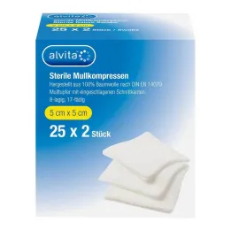 Alvita gazlı bez steril 5x5 cm, 25x2 adet kompres yapar