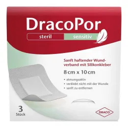 Dracopor sensitive 8x10 cm steril silikon yapışkanlı, 3 adet