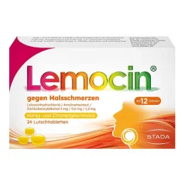 Boğaz ağrısı için Lemocin® bal ve limon aroması, 24 adet