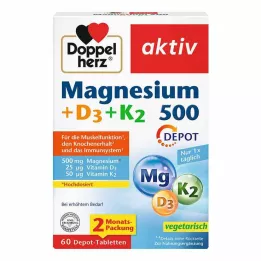 DOPPELHERZ Magnezyum 500+D3+K2 Depo Tabletler, 60 adet