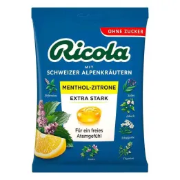 Ricola şekersiz mentollü limon ekstra güçlü poşet, 75 gr