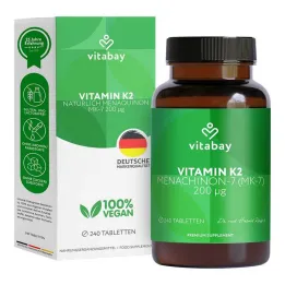 K2 Vitamini 200 µg MK-7 vegan tablet, 240 adet
