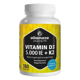 D3 Vitamini K2 5000 IU / 100 µg yüksek doz tablet, 180 adet