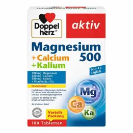 Doppelherz Magnezyum 500 + Kalsiyum + Potasyum tabletleri, 100 adet