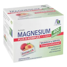 Magnezyum 400 + B kompleksi doğrudan şeftali çarkıfelek meyvesi granül çubukları, 100x2,5 g