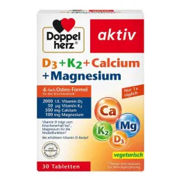 Doppelherz D3 + K2 + Kalsiyum + Magnezyum tabletleri, 30 adet