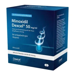 Minoxidil Dexcel 50 mg/ml saç derisinde kullanıma yönelik sprey, 3x60 ml