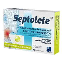 Septolete Limon-Mürver Çiçeği Aromalı 3 mg/1 mg Pastiller, 16 tablet