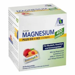 Magnezyum 400 + D3 + K2 direkt şeftali çarkıfelek meyvesi, 50X2,5 g