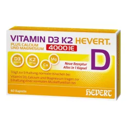 Vitamin D3 K2 Hevert + Kalsiyum ve Magnezyum 4000 IE kapsül, 60 adet