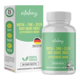 Biotin + Çinko + Selenyum Cilt + Saç + Tırnaklar vegan tabletler, 180 adet
