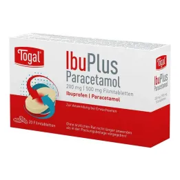 Togal Ibuplus Parasetamol 200 mg / 500 mg film kaplı tabletler, 20 tablet