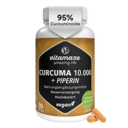 Curcuma 10.000 + piperine yüksek doz vegan kapsüller, 90 adet