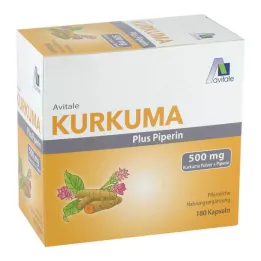 Zerdeçal 500 mg + piperin kapsülleri, 180 adet