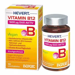 B12 Vitamini Hevert 500 µg Duo Aktif pastiller, 180 adet