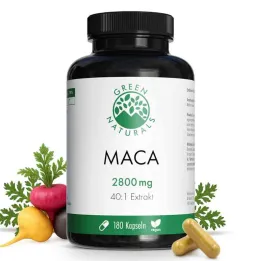 Green Naturals® Maca 2800 mg yüksek doz 40:1 kapsül vegan (180 adet)