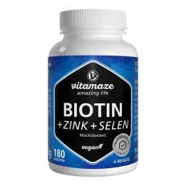 Biotin 10 mg yüksek doz + çinko + selenyum tabletleri, 180 adet