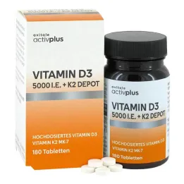 Activplus Vitamin D3 5000 IU + K2 Depo tabletleri, 180 adet