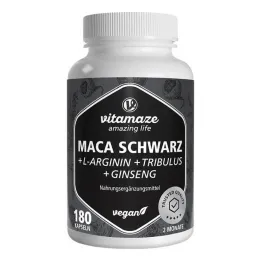 Maca Siyahı + Tribulus + Ginseng Kompleksi Kapsülleri, 180 adet