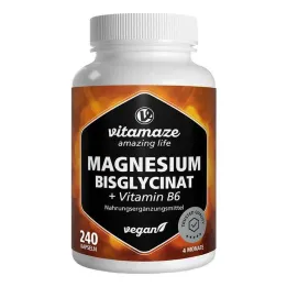 Magnezyum bisglisinat + B6 vitamini kapsülleri, 240 adet